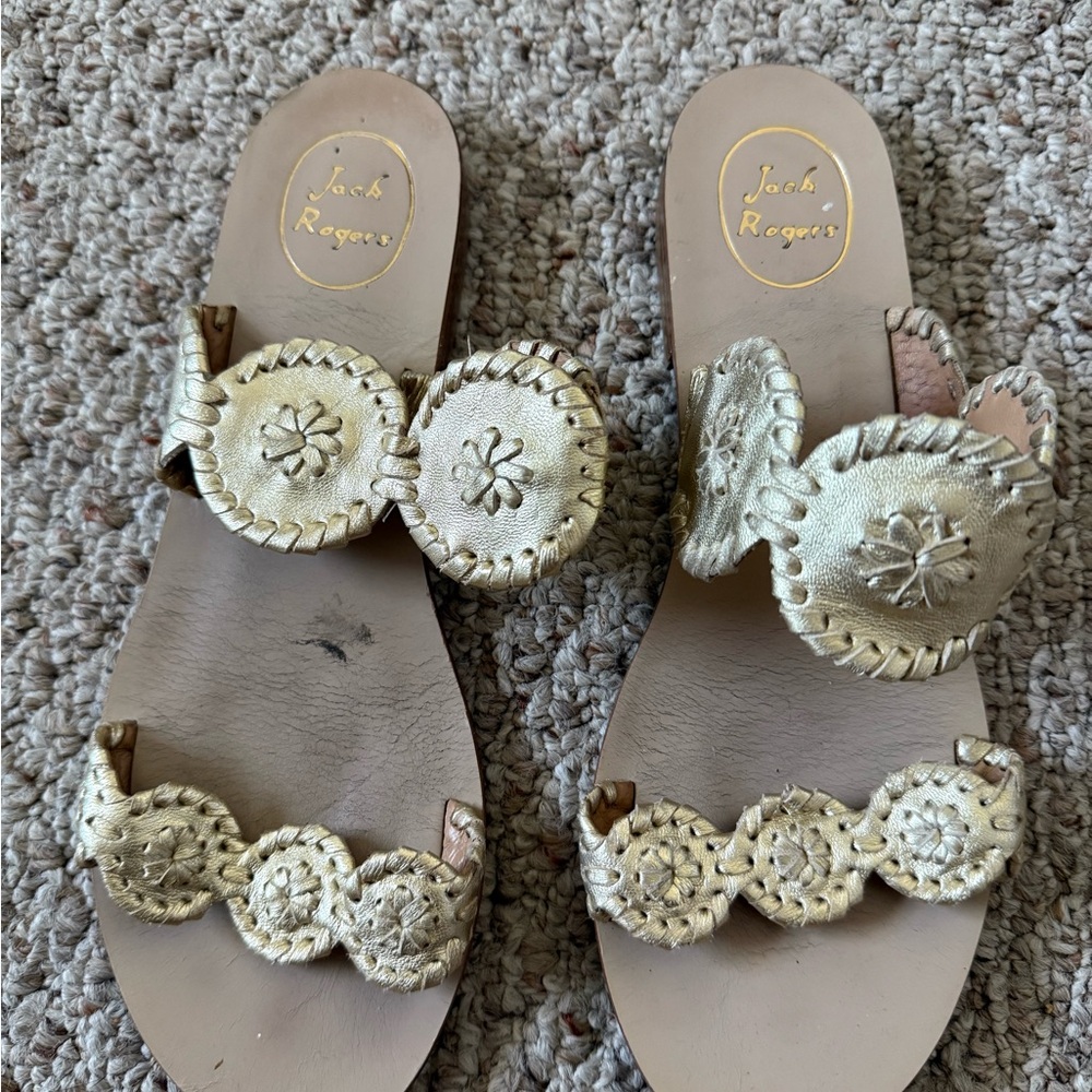Jack Rogers Women's Metallic Gold Sandals - Picture 1 of 3